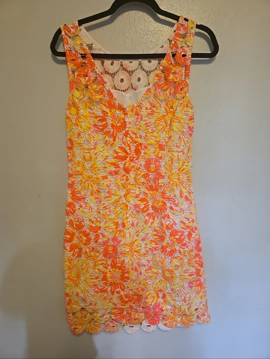 Lilly Pulitzer Resort Dress Sunkissed Bright Yellow Pink Sleeveless Dress 6 - Picture 3 of 6